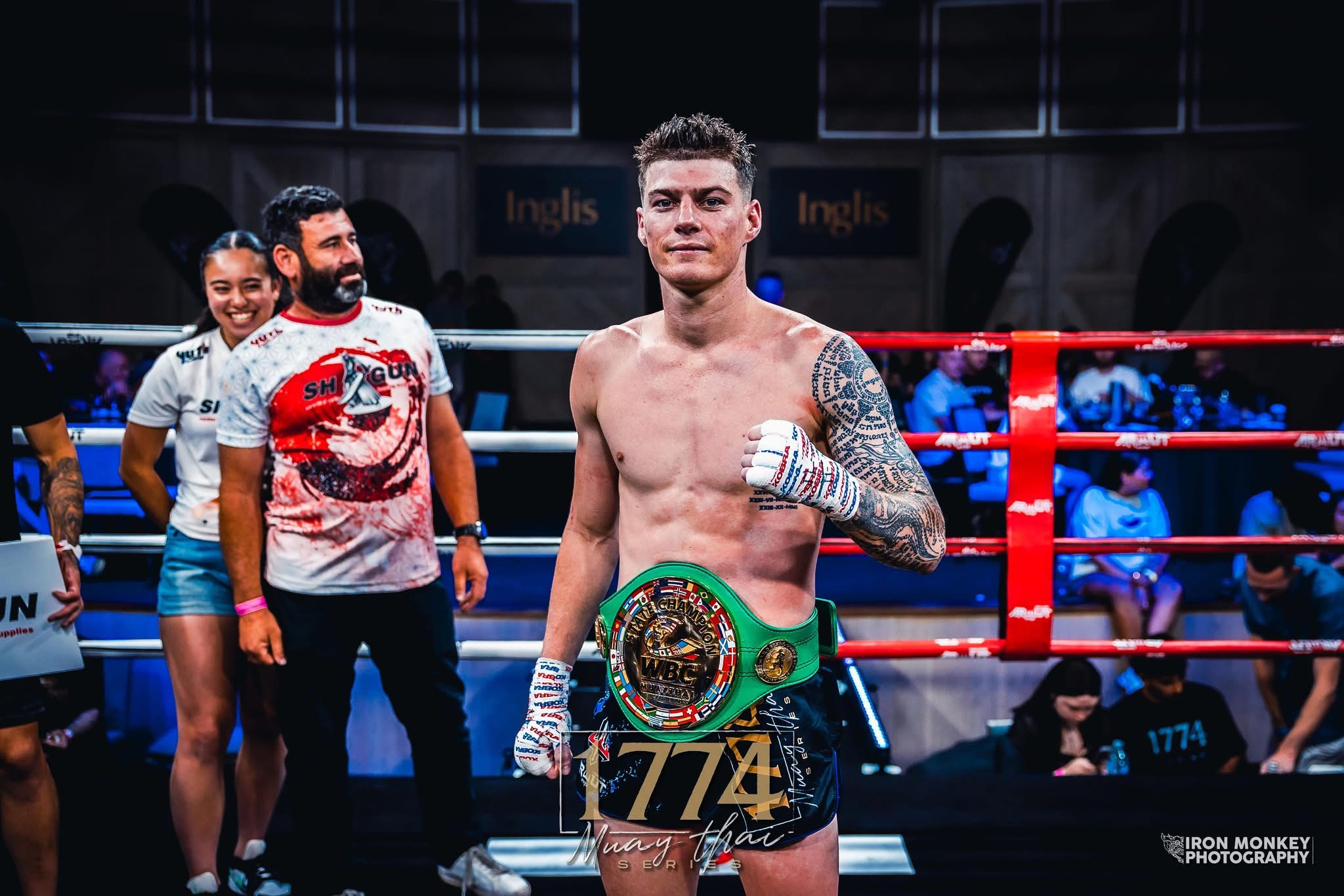 Bailey Collins, WBC state champion, holding his championship belt